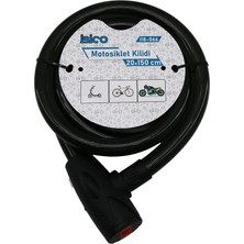 Adalı Store Anahtarlı Aç-Kapa Kilit Kapaklı Motor - Bisiklet Kilit Çelik Tel Siyah Şeffaf Kılıf 20MMX150CM BX40