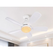 Adalı Store 1 Adet Fim Kristal 30W Ledli 5 Kanat Tavan Vantilatörü 1154 Kumandalı 3 Renk E27 Duy