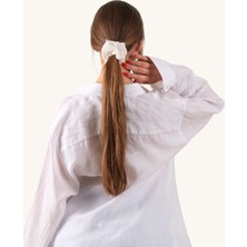Hedie Alba Ivory Vegan Ipek (%100 Cupro) Scrunchie - Saç Kırılma Karşıtı ve Iz Yapmayan Saç Tokası
