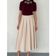Maimoda Kadın 83 cm Tam Pileli Kumaş Etek