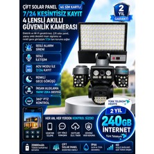 O-kam Okam 4g Sım Kartlı Çift Solar Panelli 4 Lensli Akıllı Güvenlik Kamerası 20.800MAH 360° Ptz 7/24 Aov 2 Yıl 240GB Internet