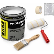 Bars Arge Toptan Promold 805 Küf ve Rutubet Nem Boyası - Nefes Alan, Anti Bakteriyel, Iç Dış Cephe Duvar Boyası 1 kg +Kestirme Fırça+ Özel Epoxy Rulo+Kağıt Bant+Hışır Örtü