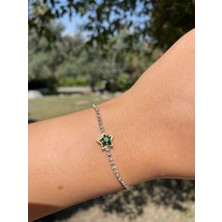 Solenya Yeşil Zirkon Taşlı Gold Renk Bileklik