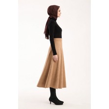 Maimoda Kadın Süet 90CM Uzun Tesettür Kloş Etek