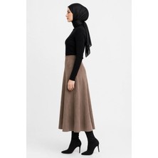 Maimoda Kadın Süet 90CM Uzun Tesettür Kloş Etek