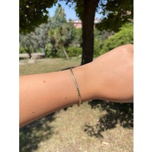 Solenya cm 14K Gold Renk Zikzak Model Bileklik