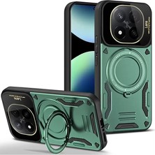 Sh Ticaret Xiaomi Redmi Note 14 Pro Plus Kılıf Joy Lens Standlı Kapak - Koyu Yeşil