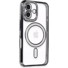 Sh Ticaret Apple Iphone 16 Kılıf Joke Simli Magneticsafe Kılıf - Siyah