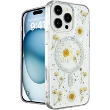 Sh Ticaret Apple Iphone 16 Pro Kılıf Daisy Simli Magsafe Kapak - Gümüş
