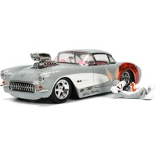 Jada Looney Tunes Bugs Bunny Figürü ve 1957 Chevrolet Corvette Model Aracı
