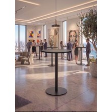 Mey İthalat Matte Prime Füme Yuvarlak Kompakt Laminant 102 cm Bistro Metal Masa; Cafe, Otel, Restoran Masası