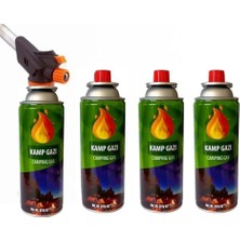 Mey İthalat 4 Adet 227 G Gaz Kartuşlu Pürmüz ve Çakmaklı Başlık Set Kamp Gazı Set 4'lü Gaz Kartuşlu Pürmüz