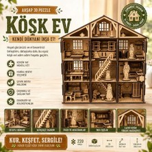 Mey İthalat Algwooddesign Köşk Ev Ahşap Maket Seti 220 Parça, Dıy 3D Puzzle Çok Odalı Bebek Evi Koleksiyoner Modeli