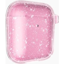 Mey İthalat Apple Airpods Uyumlu Airbag 32 Parlayan Simli Saydam Kılıf, Pembe