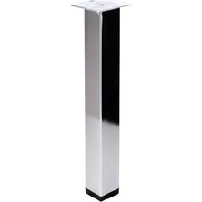 Mey İthalat 41 cm Gümüş Metal Dayanıklı Kare Tablalı Krom Sehpa Masa Ayağı Mobilya Destek Yükseltici Ayak Modeli