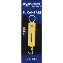 Mey İthalat EK521 El Kantarı, 25 kg Kapasiteli, Metal Gövdeli, Sarı Levhalı, Askı Kancalı