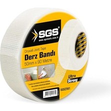 Mey İthalat 50 mm x 90 Metre 70 G Sgs Derz Bandı, Ultra Strong, Alçıpan Birleşim Yeri Için