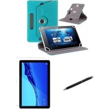 Mey İthalat Tablet, Lenovo Tab M10 TB-X306F 10.1"standlı Kılıfı+ Kırılmaz Ekran Koruyucu+Dokunmatik Kalem Turkuaz