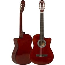 Mey İthalat CG-395BR Kahve Renk Kesik Klasik Gitar 4/4 Yetişkin Boy Sap Ayarlı Full Set