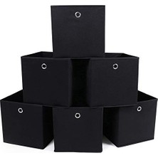 Mey İthalat RFB02H-3 Saklama Kutusu; 6 Adet, Katlanır Kutu, Parmak Delikli, 30 x 30 x 30 Cm, Siyah