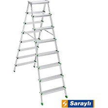 Mey İthalat 8+8 Basamaklı Çift Taraflı Alüminyum Merdiven