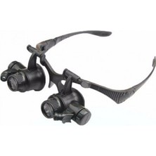 Pileli Store Gözlük Modeli 10X 15X 20X 25X Lens 2 LED Işıklı Büyüteç 9892G