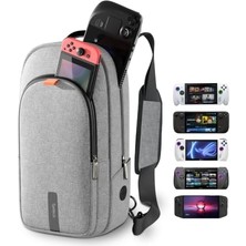 Mey İthalat Sling Bag For Steam Deck/switch 2/rog Xbox Ally X/ps Portal; Gray | 3 Katmanlı Koruma, 3 Bölmeli, Kablo Geçişi ve Konsollar ve Aksesuarlar Için Büyük Depolama, Crossbody Seyahat Çantası