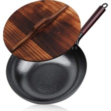 12,5 Inç Karbon Çelik Wok, Woks ve Karıştırma Tavaları Kapaklı Mutfak Tencere Elektrikli Gazl