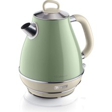 Die Grup Ariete Vintage Elektrikli Su Isıtıcı Yeşil 2869/04 - Paslanmaz Çelik, Retro Kettle, 1,7 Litre 2000 Watt, Otomatik Kapanma, Kablosuz 360° Duylu