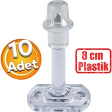 Mey İthalat BADEM10 Plastik Kapı Pencere Arkası Tampon Vidalı Duvar Koruyucu Silikon Stoper, 8 Cm, 10 Adet, Şeffaf Renk