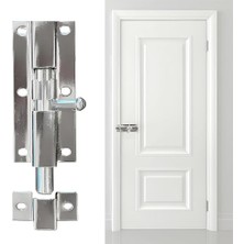 Mey İthalat BADEM10 Metal 25X70 mm Kapı Sürgüsü Krom Mavzer Sürgü Sürgülü Kilit Kapı Pencere Emniyet Kilidi