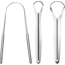 Mey İthalat 3 Adet Metal Dil Kazıyıcı; Yetişkinler Için Dil Kazıyıcılar, Paslanmaz Çelik Tounge Sıyırıcılar, Tounge Kazıyıcı, Taşınabilir Dil Sıyırıcılar