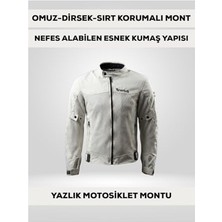 Mey İthalat Beyaz Yazlık Fileli Motosiklet Montu Ce Korumalı Nefes Alan Hafif Mont Beyaz 2xl