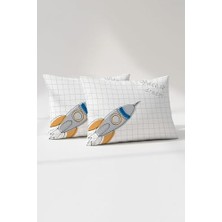 Mey İthalat Ranforce %100 Pamuk Bebek Yastık Kılıfı 35X45 Cm, 2'li Set, Space B Çok Renkli