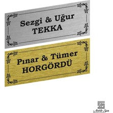 Mey İthalat Gümüş Metal Kapı Isimliği, 12X5 Cm, Kişiye Özel Isim Baskılı Dekoratif Çerçeve