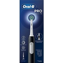 Die Grup Oral-B Pro Serisi 1 Siyah Elektrikli Diş Fırçası, 1 Diş Fırçası Başlığı, Braun Tasarımı