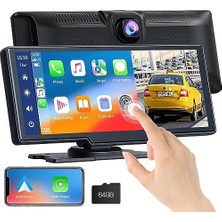 Mey İthalat Kablosuz Apple Carplay ve Android Auto, 2k Ön Dashcam'li Araba Stereo, Bluetooth 5.0/gps/fm/aux/mirror LINK/64G Tf Card, 9.26 Inç Full Hd Dokunmatik Ekran Monitör