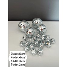 Die Grup 16 Parça Disko Topu Pasta Süsü Seti-[ 2 Cm-3 Cm-4 Cm-5 Cm] Aynalı Küreler-Pasta ve Parti Dekorasyonu