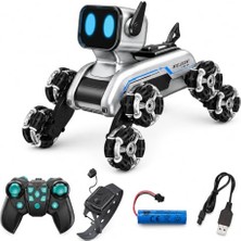 Die Grup Vardem Bilekten Kontrol ve Uzaktan Kumandalı 8 Teker 2.4g Şarjlı Köpek Araba, Işıklı Müzikli Robot Dog Stunt Araç, Akıllı Yürüyüşlü Akrobat Oyuncak JIN-2950