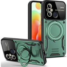 Motto Ticaret Xiaomi Redmi 12C Kılıf Joy Lens Standlı Kapak - Koyu Yeşil
