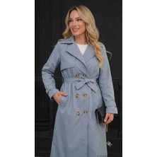 Trendol Fashion Life Kadın Kruvaze Düğmeli Kemerli Kuşaklı Trençkot - Astarsız Klasik Kesim Mevsimlik Ceket Pardösü/ Su Itici Özellik