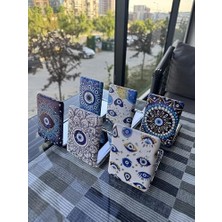 Trendexa 12 Adet 8x6 cm Kapaklı Plastik Mini Makyaj Aynası, Taşlı Nazar Boncuklu Karışık Desen