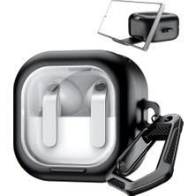 Trendexa Samsung Galaxy Buds4 Pro/buds 4 Uyumlu Siyah Tpu Kılıf, Stantlı, Güvenlik Kilitli ve Taşıma Askılı