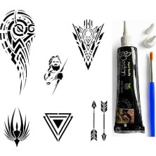 Trendexa Tribal Desenli Geçici Dövme Uygulama Seti, Hint Kınası ve Fırça