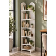 Sulorahome 5 Raflı Beyaz Çok Amaçlı Kitaplık ve Dekoratif Raf Ünitesi