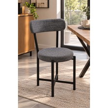 Sulorahome Keten Kumaşlı Gri Mutfak Sandalyesi - Metal Ayaklı Modern Tasarım