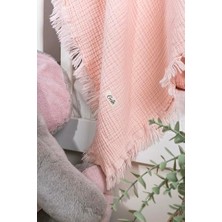 Trendexa Müslin 4 Katlı Bebek Battaniyesi 110 cm x 110 Cm, %100 Doğal Organik Pamuk, Somon Renk