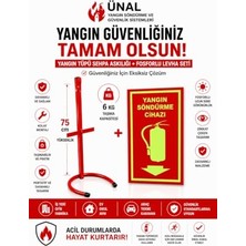 Trendexa Yangın Tüpü Sehpa Standı ve Fosforlu Yangın Söndürme Cihazı Levhası Seti; 6 kg Uyumlu, 75 cm