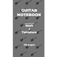 Trendexa Guıtar Notebook. Sheet Music With Staff + Tablature: Grey Cover; White Paper, A4 Size, Ideal For Guitarists. 5 Staff + Tablatures Per Page.