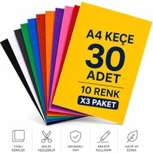 Trendexa Keçe Karışık Renk - A4 Boyutunda., 20X30 Cm, 30 Adet